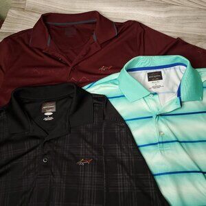 Lot of 3 Greg Norman For Tasso Elba Play Dry Mens Sz Large Sports Golf Polo